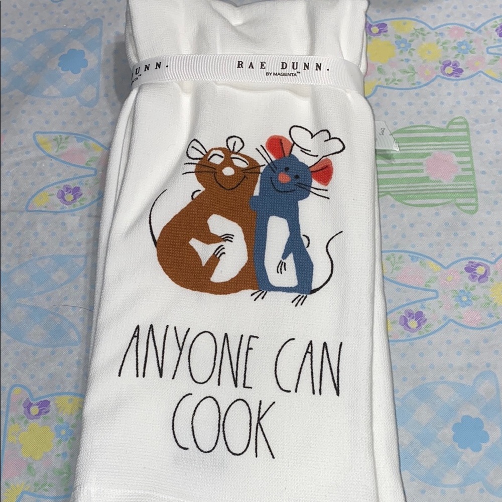 Rae Dunn Pixar ratatouille remy Anyone Can Cook Kitchen Towel Set - Picture 2 of 3